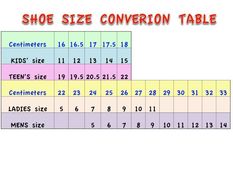 children's shoe sizes adults